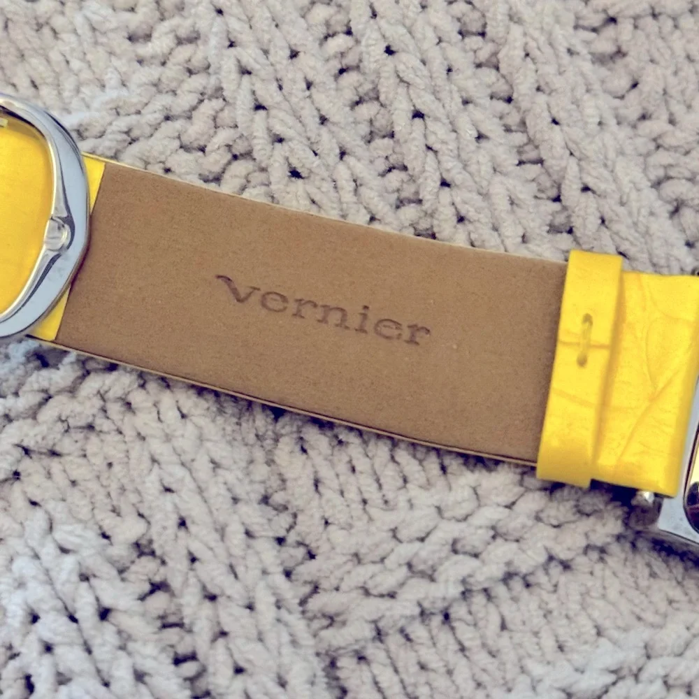 Bernier Yellow Genuine Leather Strap Watch with Silver Bezel